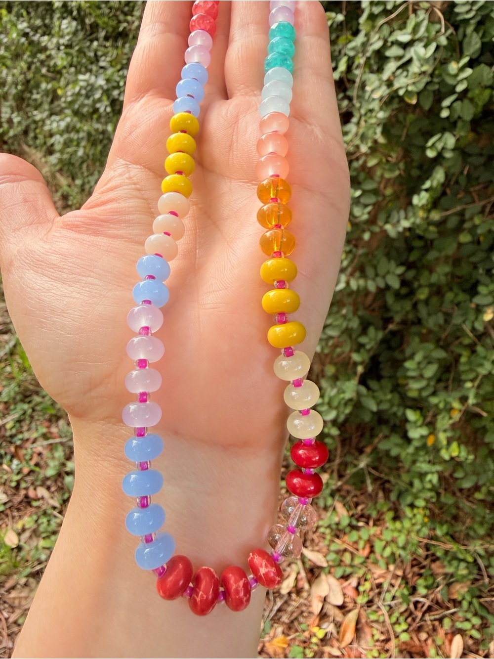 Multicolor Beaded Necklace - Natural Stone Beads - Picture 3 of 5